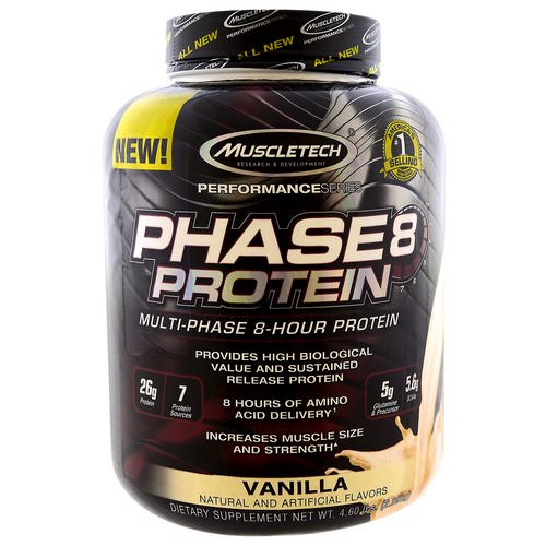 Muscletech, Performance Series, Phase8, Multi-Phase 8-Hour Protein, Vanilla, 4.60 lbs (2.09 kg) فوائد