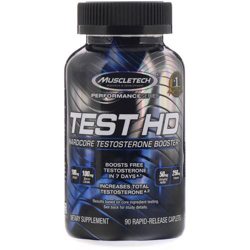 Muscletech, Performance Series, Test HD, Hardcore Testosterone Booster, 90 Rapid-Release Caplets فوائد