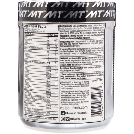 Muscletech, Platinum Amino Plus Energy, Tropical Mango, 11.19 oz (317 g):المنبه, المكملات الغذائية قبل التمرين