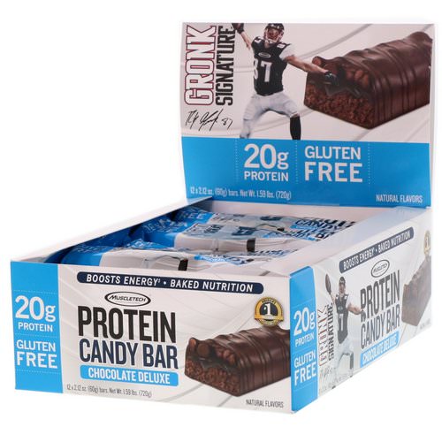 Muscletech, Protein Candy Bar, Chocolate Deluxe, 12 Bars, 2.12 oz (60 g) Each فوائد