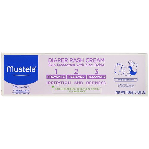 Mustela, Baby, Diaper Rash Cream 1-2-3, Fragrance Free, 3.80 oz (108 g) فوائد
