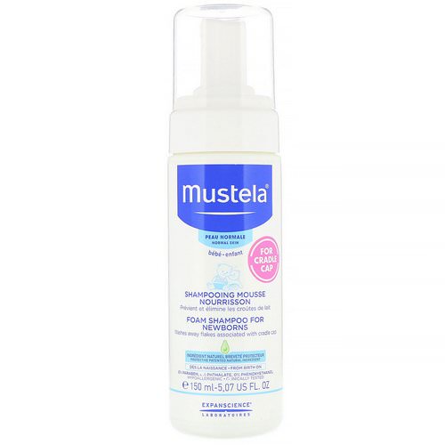 Mustela, Baby, Foam Shampoo For Newborns, For Normal Skin, 5.07 fl oz (150 ml) فوائد