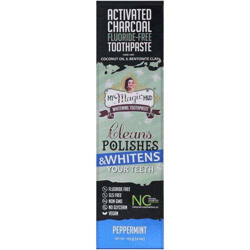 My Magic Mud, Activated Charcoal, Fluoride-Free, Whitening Toothpaste, Peppermint, 4 oz (113 g) فوائد