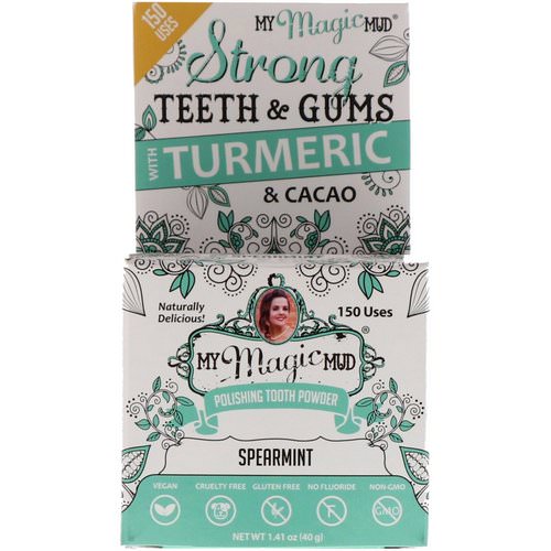 My Magic Mud, Polishing Tooth Powder with Turmeric & Cacao, Spearmint, 1.41 oz (40 g) فوائد