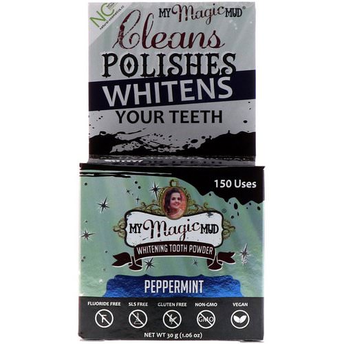 My Magic Mud, Whitening Tooth Powder, Peppermint, 1.06 oz (30 g) فوائد