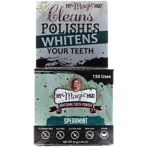 My Magic Mud, Whitening Tooth Powder, Spearmint, 1.06 oz (30 g) فوائد