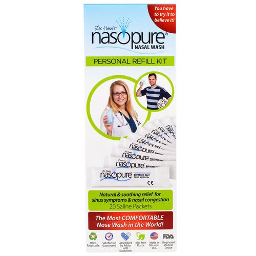 Nasopure, Nasal Wash, Personal Refill Kit, 20 Saline Packets فوائد