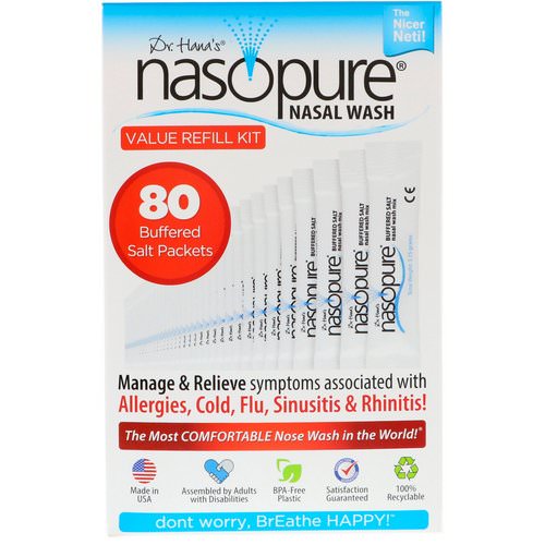 Nasopure, Nasal Wash, Value Refill Kit, 80 Buffered Salt Packets فوائد
