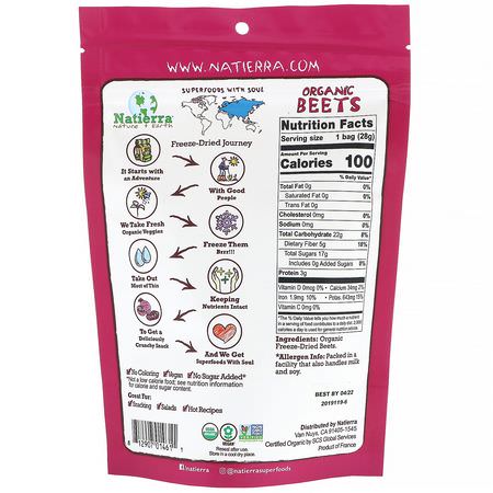 Natierra, Organic Freeze-Dried, Beets, 1 oz (28 g):,جبات خفيفة, بنجر