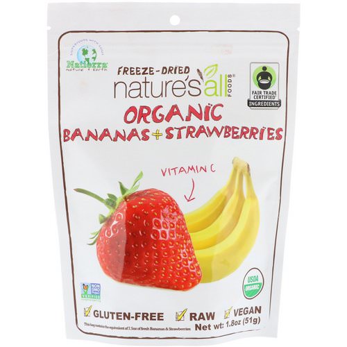 Natierra, Organic Freeze-Dried, Bananas + Strawberries, 1.8 oz (51 g) فوائد