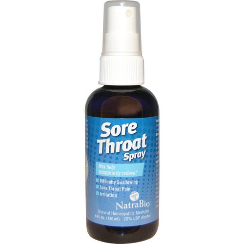 NatraBio, Sore Throat Spray, Temporarily Relieve, 4 fl oz (120 ml) فوائد