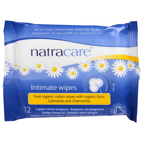 Natracare, Certified Organic Cotton Intimate Wipes, 12 Wipes فوائد