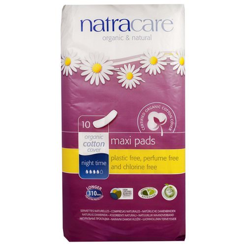 Natracare, Maxi Pads, Night Time, 10 Pads فوائد