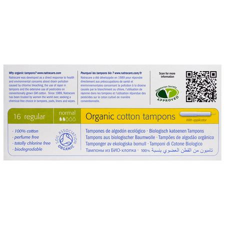 Natracare, Organic Cotton Tampons, Regular, 16 Tampons:حفائظ, نظافة أنث,ية