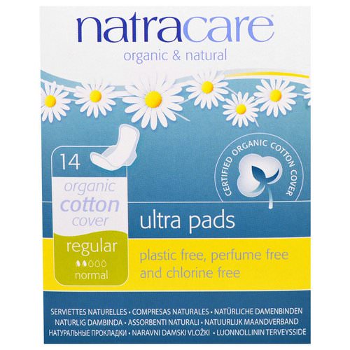 Natracare, Ultra Pads, Organic Cotton Cover, Regular, Normal, 14 Pads فوائد