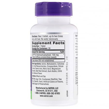 Natrol, 5-HTP, Fast Dissolve, Extra Strength, Wild Berry Flavor, 100 mg, 30 Tablets:5-HTP, ال,زن
