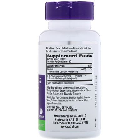 Natrol, 5-HTP, Time Release, Maximum Strength, 200 mg, 30 Tablets:5-HTP, ال,زن
