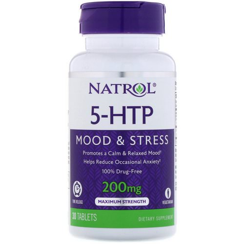 Natrol, 5-HTP, Time Release, Maximum Strength, 200 mg, 30 Tablets فوائد