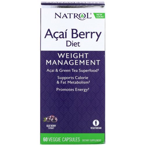 Natrol, Acai Berry Diet, Acai & Green Tea Superfoods, 60 Veggie Capsules فوائد