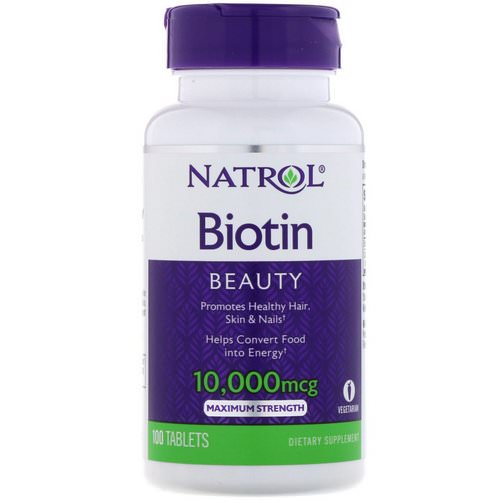 Natrol, Biotin, Maximum Strength, 10,000 mcg, 100 Tablets فوائد