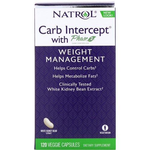 Natrol, Carb Intercept with Phase 2 Carb Controller, 1000 mg, 120 Veggie Capsules فوائد