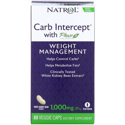 Natrol, Carb Intercept with Phase 2 Carb Controller, 1000 mg, 60 Veggie Caps فوائد