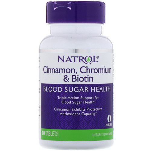 Natrol, Cinnamon, Chromium & Biotin, 60 Tablets فوائد