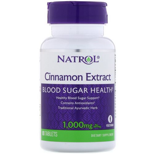 Natrol, Cinnamon Extract, 1,000 mg, 80 Tablets فوائد