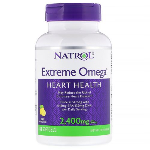 Natrol, Extreme Omega, Lemon, 2,400 mg, 60 Softgels فوائد