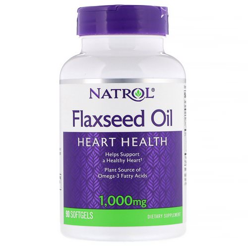 Natrol, Flaxseed Oil, Heart Health, 1,000 mg, 90 Softgels فوائد