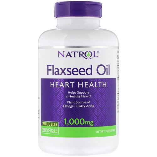 Natrol, Flaxseed Oil, Heart Health, 1,000 mg, 200 Softgels فوائد