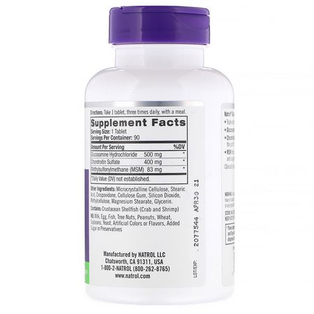 Natrol, Glucosamine, Chondroitin & MSM, 90 Tablets:الجل,ك,زامين ش,ندر,يتن, المفصل