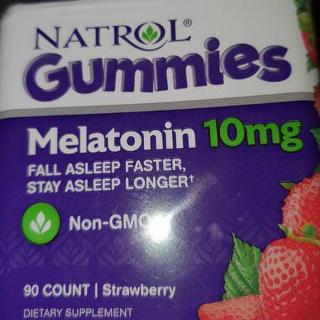 Natrol, Gummies, Melatonin, Strawberry, 10 mg, 90 Count