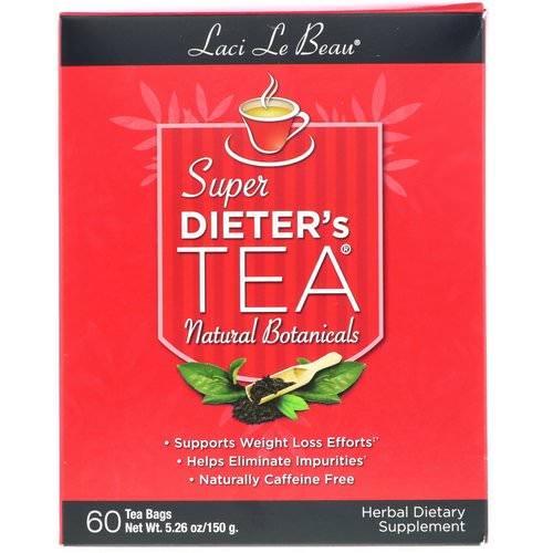 Natrol, Laci Le Beau, Super Dieter's Tea, Natural Botanicals, 60 Tea Bags, 5.26 oz (150 g) فوائد