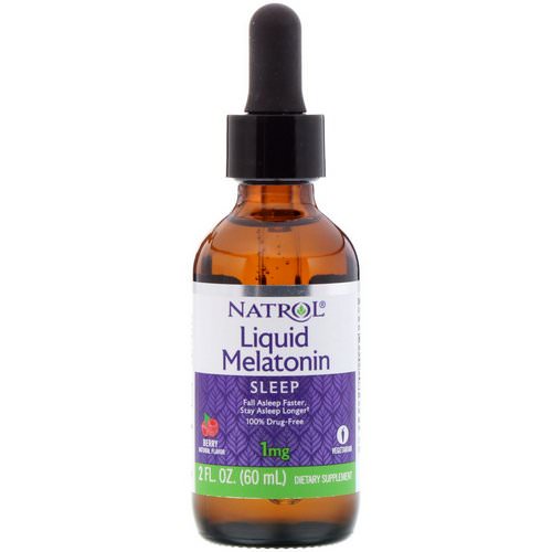 Natrol, Liquid Melatonin, Sleep, Berry Natural Flavor, 1 mg, 2 fl oz (60 ml) فوائد