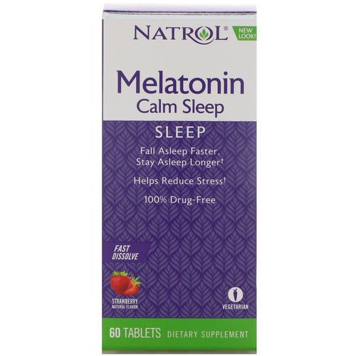 Natrol, Melatonin Calm Sleep, Fast Dissolve, Strawberry Flavor, 60 Tablets فوائد