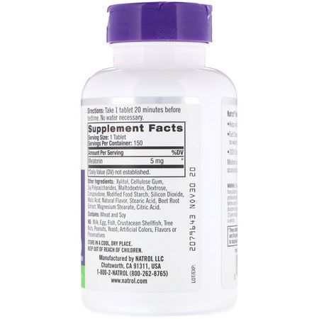 Natrol, Melatonin, Fast Dissolve, Extra Strength, Strawberry, 5 mg, 150 Tablets:الميلات,نين, الن,م