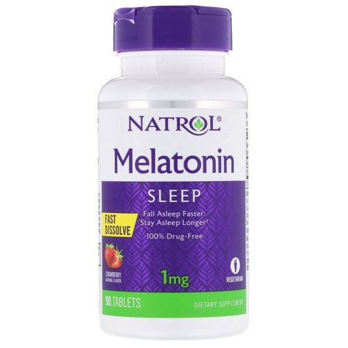 Natrol, Melatonin, Fast Dissolve, Strawberry, 1 mg, 90 Tablets فوائد