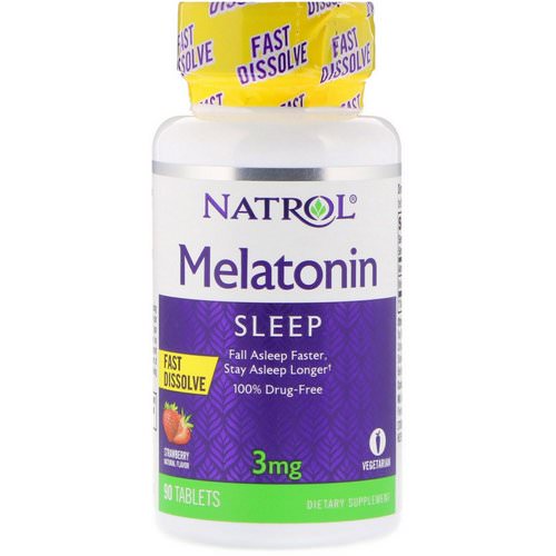 Natrol, Melatonin, Fast Dissolve, Strawberry Flavor, 3 mg, 90 Tablets فوائد