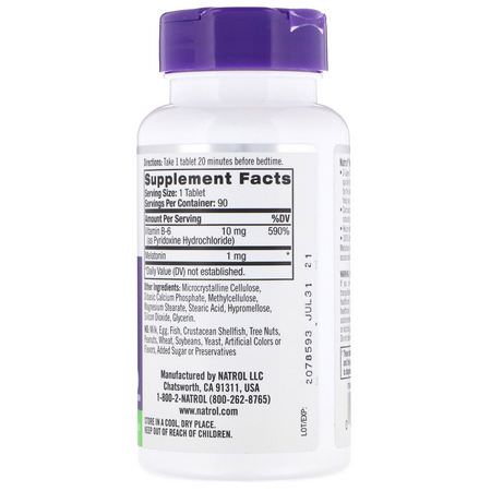 Natrol, Melatonin, Time Release, 1 mg, 90 Tablets:الميلات,نين, الن,م