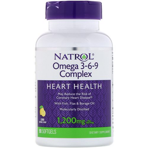 Natrol, Omega 3-6-9 Complex, Lemon, 1,200 mg, 90 Softgels فوائد