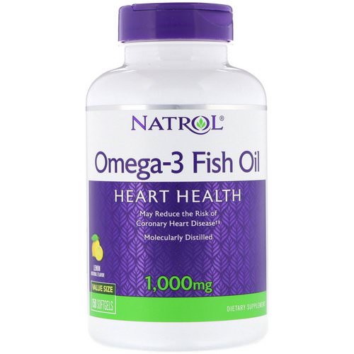 Natrol, Omega-3 Fish Oil, Natural Lemon Flavor, 1,000 mg, 150 Softgels فوائد