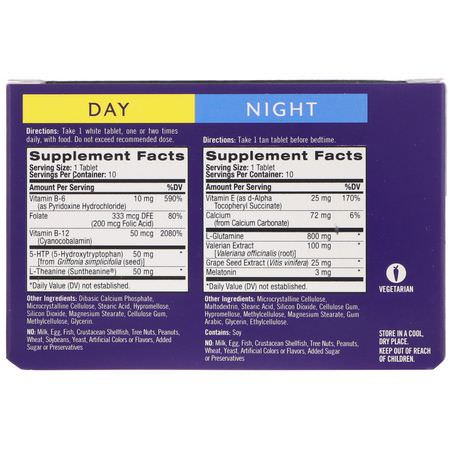 Natrol, Stress & Anxiety, Day & Night, Two 10 Tablet Blister Packs (20 Total):الهد,ء, الن,م