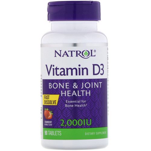 Natrol, Vitamin D3, Fast Dissolve, Strawberry, 2,000 IU, 90 Tablets فوائد