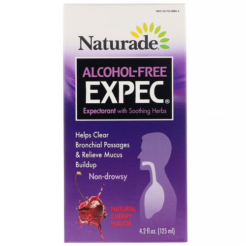 Naturade, Alcohol Free EXPEC, Herbal Expectorant, Natural Cherry Flavor, 4.2 fl oz (125 ml) فوائد