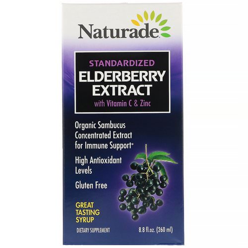 Naturade, Standardized Elderberry Extract Syrup with Vitamin C & Zinc, 8.8 fl oz (260 ml) فوائد