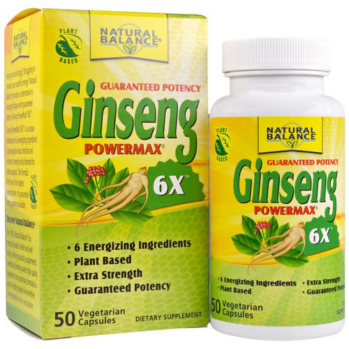 Natural Balance, Ginseng Powermax 6X, 50 Veggie Caps فوائد