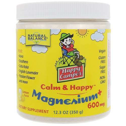 Natural Balance, Happy Camper Calm & Happy Magnesium, Lemon, 600 mg, 12.3 oz (350 g) فوائد