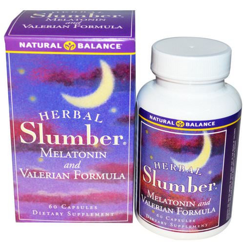 Natural Balance, Herbal Slumber, Melatonin and Valerian Formula, 60 Veggie Caps فوائد
