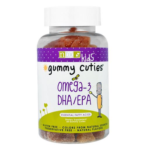 Natural Dynamix (NDX), Kids, Gummy Cuties, Omega-3 DHA/EPA, 60 Gummy Cuties فوائد